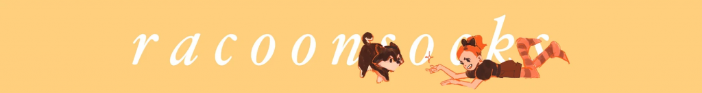 raccoon socks banner yellow - little fox and girl